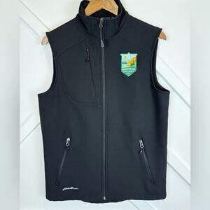 Eddie Bauer Black Softshell Vest Washington State Park Patch Size Small